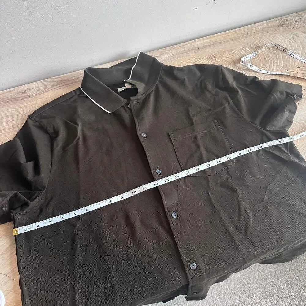 Banana Republic Men's Luxury Touch Pique Resort Shirt Brown XL